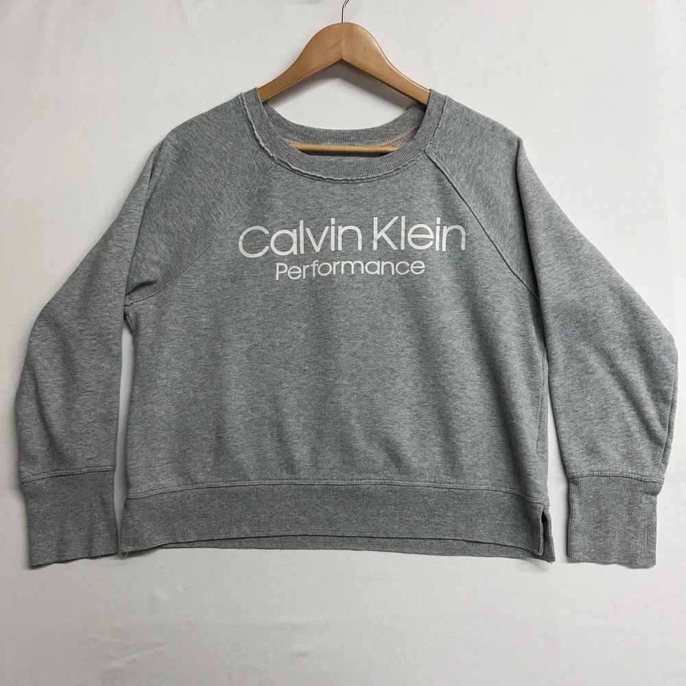 Calvin Klein Performance Gray Logo Boxy Sweatshirt Women L